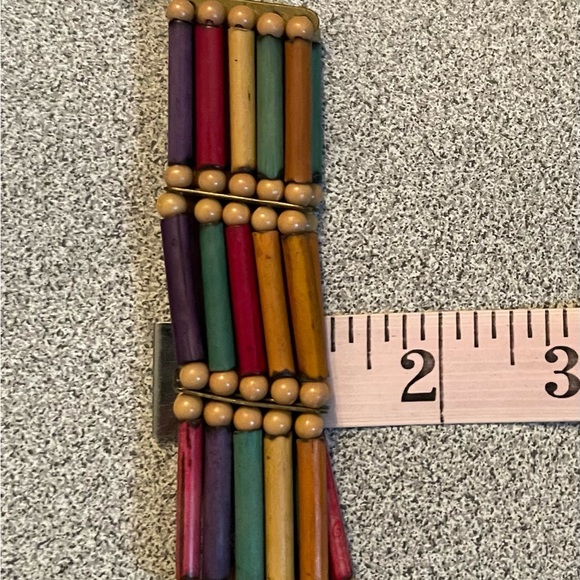 Multi Coloured Tribal Wood Beaded Choker Necklace - Picture 5 of 5